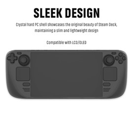 Oniartasy Protective Case for Steam Deck for LCD/OLED, Crystal Cover, PC Shell, Heat Dissipation, Anti-Slip/Scratch/Fingerprint, Ergonomic Grip, Lightweight Durable (Smoke Black)