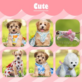 KATOLK 6 Pieces Dog Dresses for Small Dogs Girls, Cute Princess Puppy Kitten Dog Dresses with Flowers and Bowknot for Pet Dogs Cats, Small Dog Outfits Female Pet Skirts Clothes for Chihuahua Yorkies