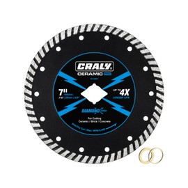 CRALY 7 Inch Ultra Thin Diamond Saw Blade for Circular Saw & Angle Grinder, 7/8 Inch Arbor, Cutting Wheel with Continuous Turbo Rim, Wet/Dry Cutting, for Granite, Concrete, Brick, Marble