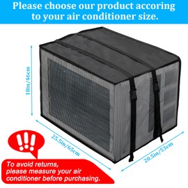 Luxiv Newest Design Mesh Window Air Conditioner Cover Outdoor, Support Window AC Unit Work Use for Outside Window AC Insulation Black Dust-Proof Waterproof Cover (Black, 25.5Wx20.5Dx18H)