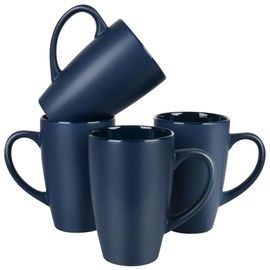 BYCNZB 20oz Extra Large Ceramic Tall Coffee Mugs Set for Coffee Tea Hot Cocoa set of 4 Dishwasher & Microwave Safe (Matte blue)