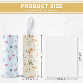 JUSTTOP Car Tissue Holder,Car Travel Kleenex Cup Holder with 4 Pack Facial Tissues,Convenient Tissue Bag,Car Accessories Interior for Women and Man 4 Canisters