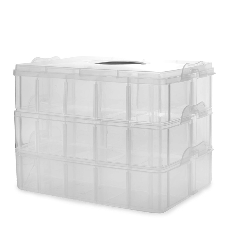 Pukkr 3 Tier Stackable Craft Storage Box – 30 Adjustable