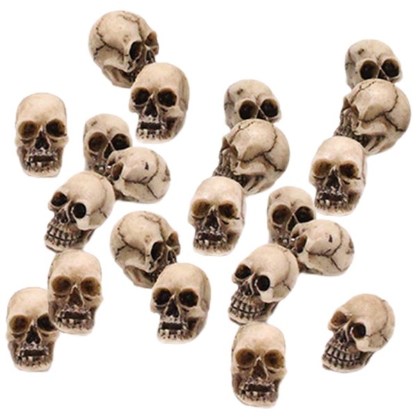 20pcs Halloween Mini Skull Heads: Resin Gothic Style Skull Skeletons