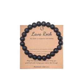Pingyongchang Stress Relief Anxiety Yoga Bracelet,Healing Crystal Stone Mantra Bracelets for Women Natural Beaded Birthday Gifts for Men Inspirational Jade Bracelet for Men-Lava Rock m