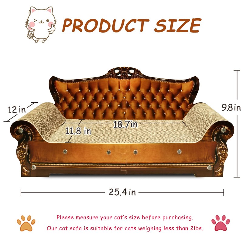 INRLKIT Luxury Cardboard Cat Scratcher Sofa Bed, Couch Shaped Scratching