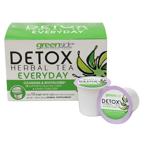 greenside Detox Herbal Tea K-Cups for Everyday - Cleansing and Revitalizing Body Supplements - 10 Cups (3-gram Serving/cup)