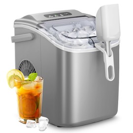 AGLUCKY Ice Makers Countertop, Portable Ice Maker Machine with Handle, Self-Cleaning Ice Maker, 27Lbs/24H, 9 Ice Cubes Ready in 6 Mins, with Ice Scoop and Basket, for Home/Office/Kitchen (Grey)
