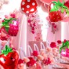 4 Pcs Strawberry Balloons Huge Red Polka Dot Strawberry Aluminum