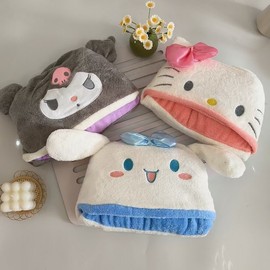 Sanrio Kuromi Kids Hooded Bath Towel Poncho - Soft, Absorbent, Quick-Drying Coral Free Size / Purple Kuromi 4ea