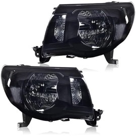 GRAND ORANGE Headlights Assembly Compatible with Toyota Tacoma 2005 2006 2007 2008 2009 2010 2011 Bumper Headlights Smoke lens Black Housing Clear Reflector