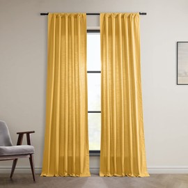 HPD Half Price Drapes Solid Cotton Curtains for Bedroom & Living Room 50 X 84 Dune Textured, DTCC-21112-84 Pair (2 Panel) Ochre