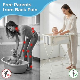 DZMDIP Baby Bathtub with Stand,Collapsible Infant Bath Tub
