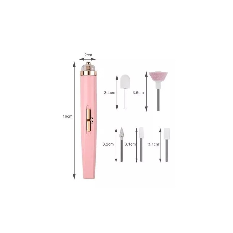 BMDG Pulidor De Uñas Recargable Usb Profesional 5 Puntas Luz