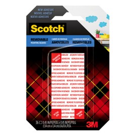 Scotch Removable Double-Sided Mounting Squares, 0.45 in x 0.45 in (1.14 cm x 1.14 cm) 36/Pack