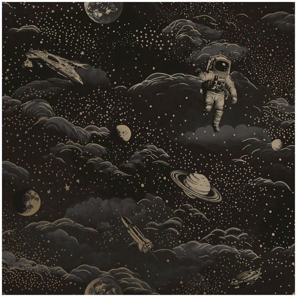 YöL Lost in Space Black Gold Wallpaper - Kids Room