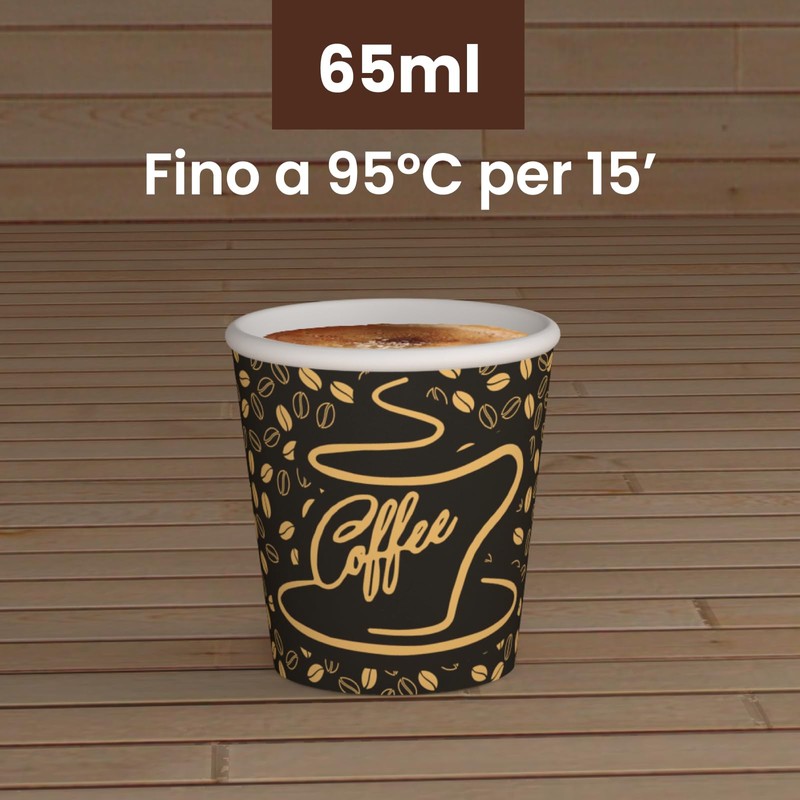 100 Paper Coffee Cups 65ml CoffeeGoldCUP Eco Friendly Biodegradable Disposable