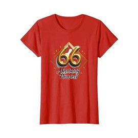 66 and Absolutely Flawless Birthday Gift for Seniors T-Shirt, Women, Red