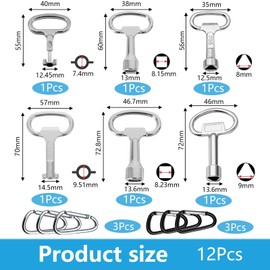 Formversity 12 Control Cabinet Keys Metal Set, Triangular Key, 4-Point Key, Double Bit Key, 3-Point Key, Switch Cabinet Key, Square Key Tap, Square Key 8 mm