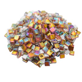 Yuvori 0.5kg Square Crystal Mosaic Tiles 1cm DIY for Bathroom, Living Room, Kitchen, Balcony (Iridescent Coffee)