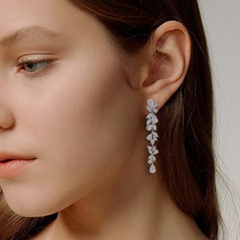HAISWET Wedding Leaf Dangle Dangling Earrings for Women Bridal Statement Jewelry for Party Wedding
