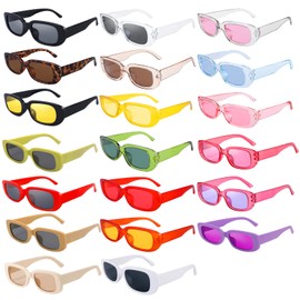20 Stücke Vintage Rechteckige Sonnenbrille für Damen und Herren,Mode Sonnenbrille,Party Sonnenbrillen,Retro Brille mit UV Schutz Sunglasses,Neon Brille Bunte Sonnenbrillen für Outdoor Reise Fahren