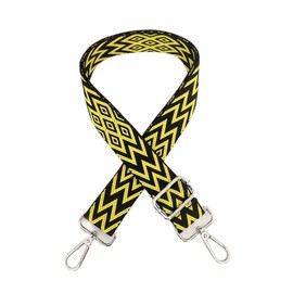 Boho Adjustable Shoulder Strap for Bags 3.8 cm Multicoloured Wide Bag Strap Shoulder Strap for Men and Women Adjustable Strap Bag Handle Shoulder Strap for Bags Handbags, Yellow Black