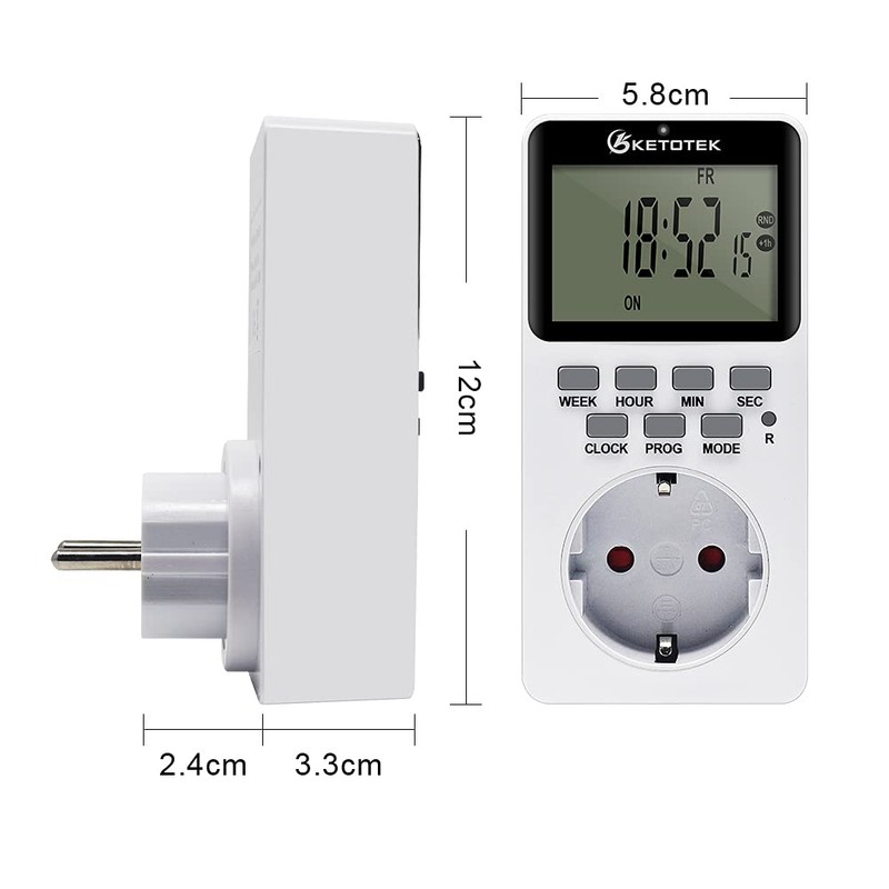 KETOTEK Digital Plug in Timer Socket 20 On/Off Programmable Timer
