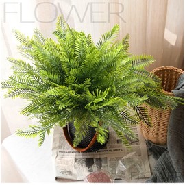 Artificial Boston Fern Plants Decor, Fake Ferns Greenery Shrubs Plant Bamboo Leaves UV Resistant for Outdoors Indoor Hanging Planter Front Porch Garden Farmhouse Decoration - 6 Pack