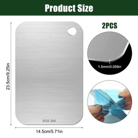 Chopping Board Stainless Steel 14.5 cm x 23.5 cm Titanium Set of 2