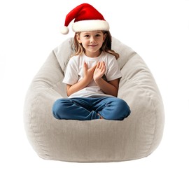 ENBAOHUI 3FT Memory Foam Bean Bag Chairs for Teens or Kids with Filling Bean Bag Sofa with Handle Super Soft Washable Corduroy Fabric Lazy Sofa 3 Foot Light Grey