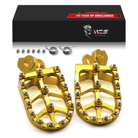MZS Dirt Bike Foot Pegs, Aluminum Motocross Footpeg MX Footrest Rest Pedal Gold Compatible with RMZ 250 2010-2024 / RMZ 450 2008-2024 / RMX 450Z 2010-2017