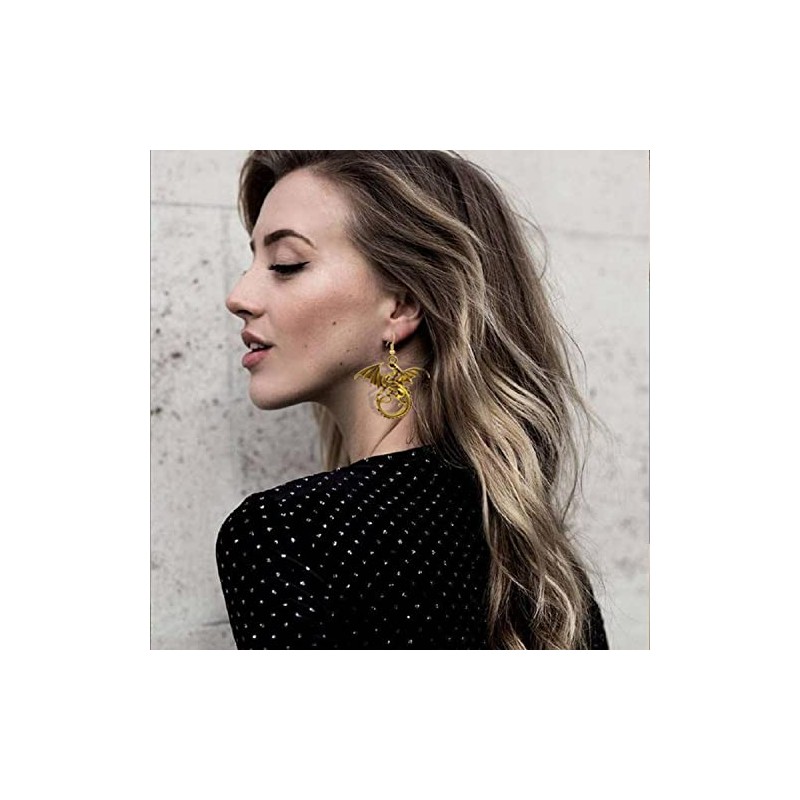 T-ztoss Gold Dinosaur Fantasy Statement Dragons Earrings Gothic Unique Animal