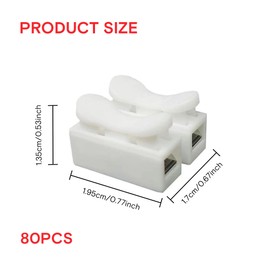 80PCS CH2 Quick Connector Stable Quick Electrical Cable Clamp Terminal Block Spring Wire Connectors Block for Led Strip Light Suitable for Electrical Maintenance and Installation (White)