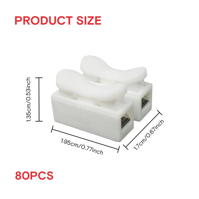 80PCS CH2 Quick Connector Stable Quick Electrical Cable Clamp Terminal