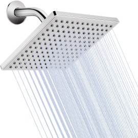 Singing Rain 8'' Fixed Rain Shower Head- Rainfall- Super Dense 120+ Nozzles Jet- Luxury Modern Look– Square Chrome Angle Adjustable Shower Head Replacement
