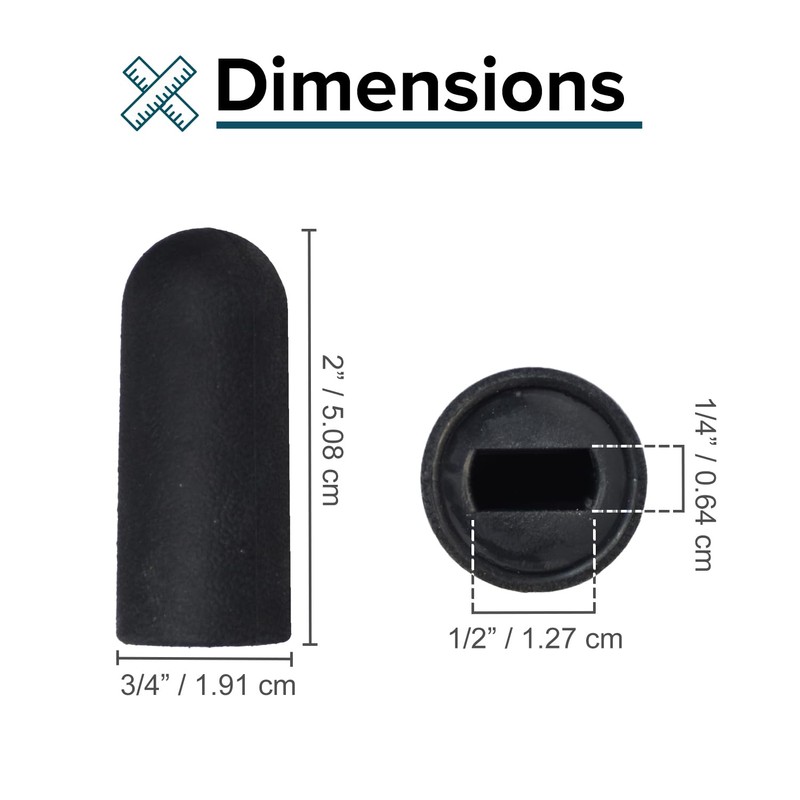 AlveyTech Black Rubber Tips for 1/2" Flat Slot Levers on