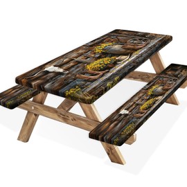 Wathon Picnic Table Cover with Bench Covers Western Cowboy 6FT