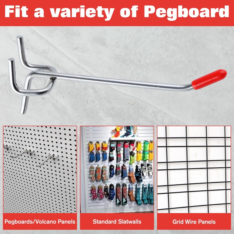 LEONTOOL 50 Pack Pegboard Accessories Organizer Kit 4 Inch Pegboard