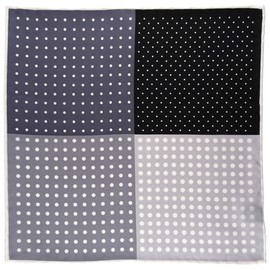TigerTie Multi Pocket Square in Anthracite Grey Silver Black White Polka Dots 100% Silk, Anthracite, grey, silver, black, white