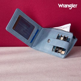 Wrangler Bifold Wallets for Women Vintage Multi Credit Card Holder Womens RFID Blocking Slim Bofild Wallet with Zipper Pocket Coin Purse WG151-238JN