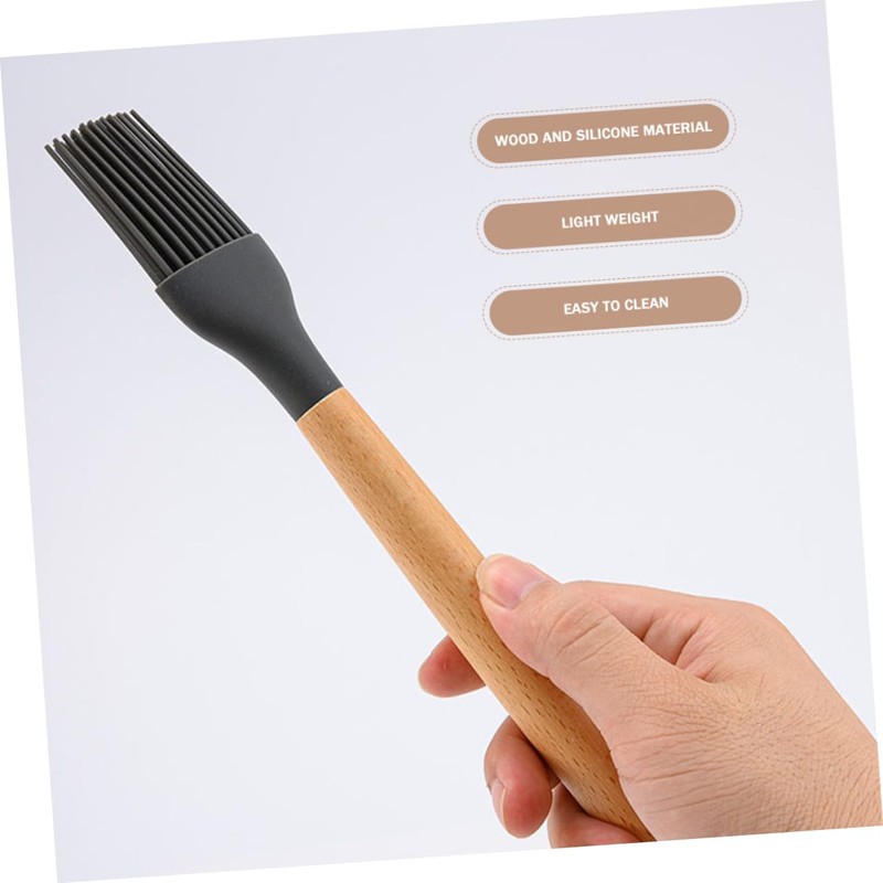 Mipcase 2sets Pastry Brush with Wooden Handle High Temperature Resistant