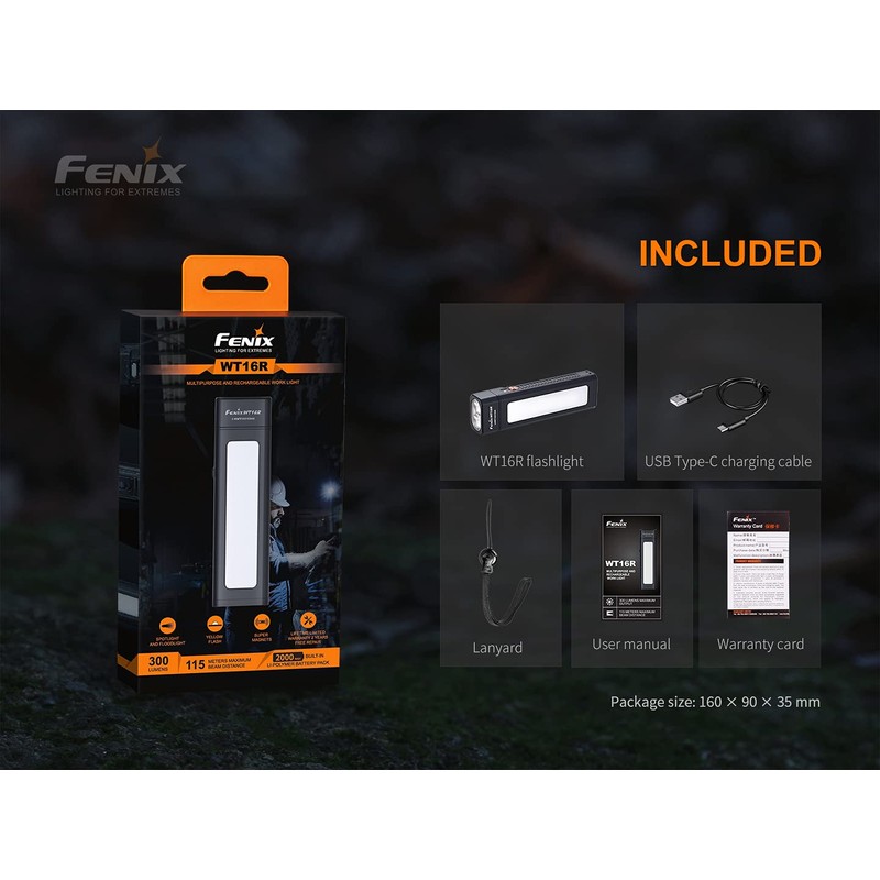 Fenix WT16R 300 Lumen rechargeable magnetic base Handheld flashlight/worklight with