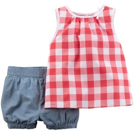 Carter's baby-girls 2 Pc Playwear Sets 239g138, Plaid, 6 Months