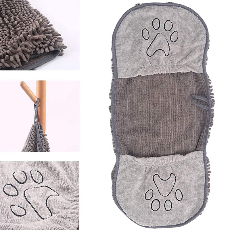 BundleMall Pet Bath Towel,Chenille Dog Microfibre Drying Towel, with Hand