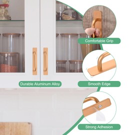 M METERXITY 2-Pack Self Stick Barn Door Handles, 5.91Inch/150mm Length Aluminium Alloy Gate Handle with Double Sided Tape for Bathroom/Wardrobe/Closet, Sliding Door Handle with Plate [Gold]