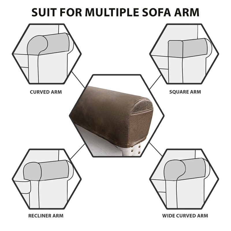 Leather Look Couch Arm Covers Set of 2 Armrest Covers