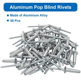 Zorveiio 50 Pcs 1/4" x 1" Aluminum Blind Rivets Dome Head Pop Rivets for Installing Accessories, (Silver)