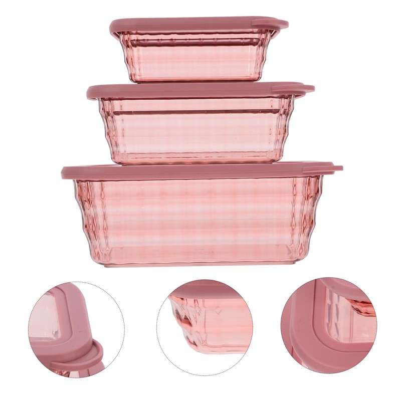 CHILDWEET Versatile Kitchen Storage Box Crisper Lunch Box 3pcs Airtight