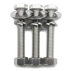 (10 Sets) 1/4-20x2 Stainless Steel Hex Head Screws Bolts, Nuts, Flat & Lock Washers, 18-8 (304) S/S, Fully Threaded by Bolt Fullerkreg